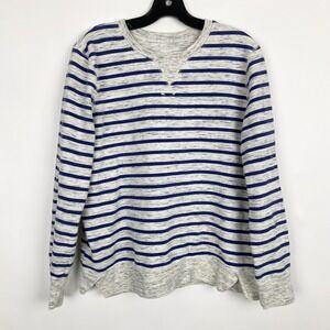 dip Striped Eco-Friendly Crew Neck Sweatshirt Womens Large Gray Blue‎